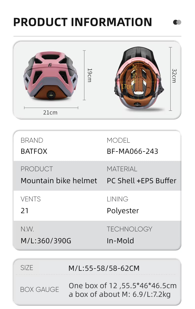 BATFOX 2025 Mountain Bike Helmet